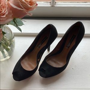Zara Black Suede Peep-toe Platform size 38 (7.5)
